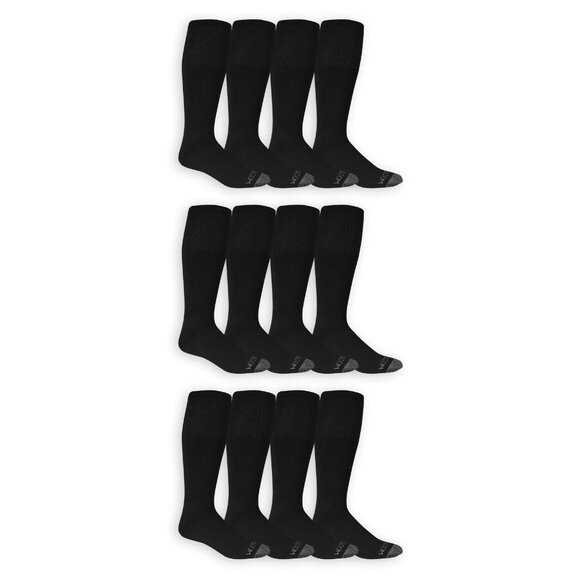 Fruit of the Loom Men's Dual Defense Tube Socks (12 Pack), Black, 6-12 - Picture 1 of 5
